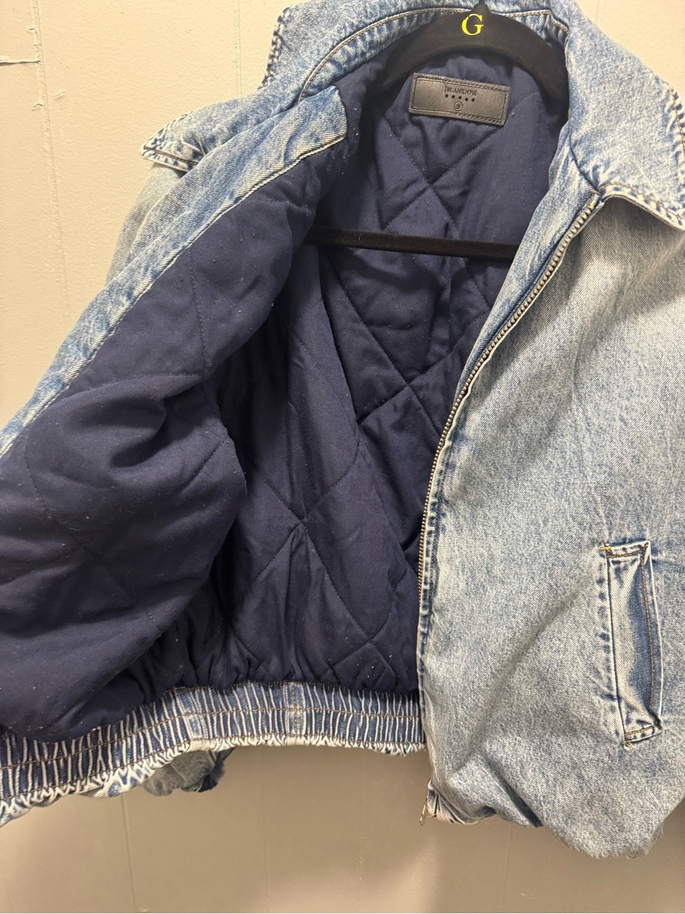 Blank NYC Light Blue Denim Puffer Jacket - Picture 2 of 4